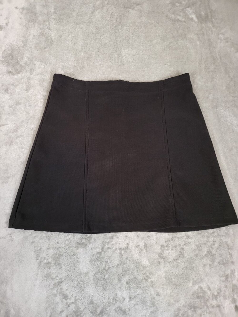Black A-Line Mini Skirt High Waist Seamed Stretch Back Zip 90's Classic Y2K